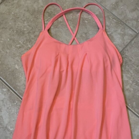 Lululemon Flow and Go Tank II Orange Pop Women's 4 Built In Bra Halter Open Back - Picture 4 of 11